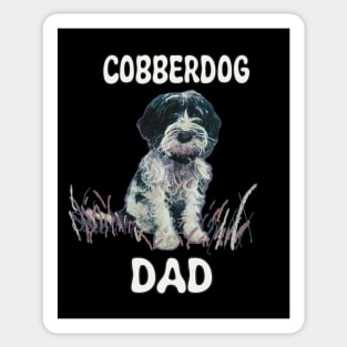 Black and White Cobberdog Dad shirt Sticker